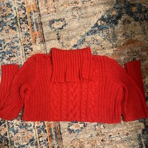 Gap Red Chunky Knit Turtleneck Sweater